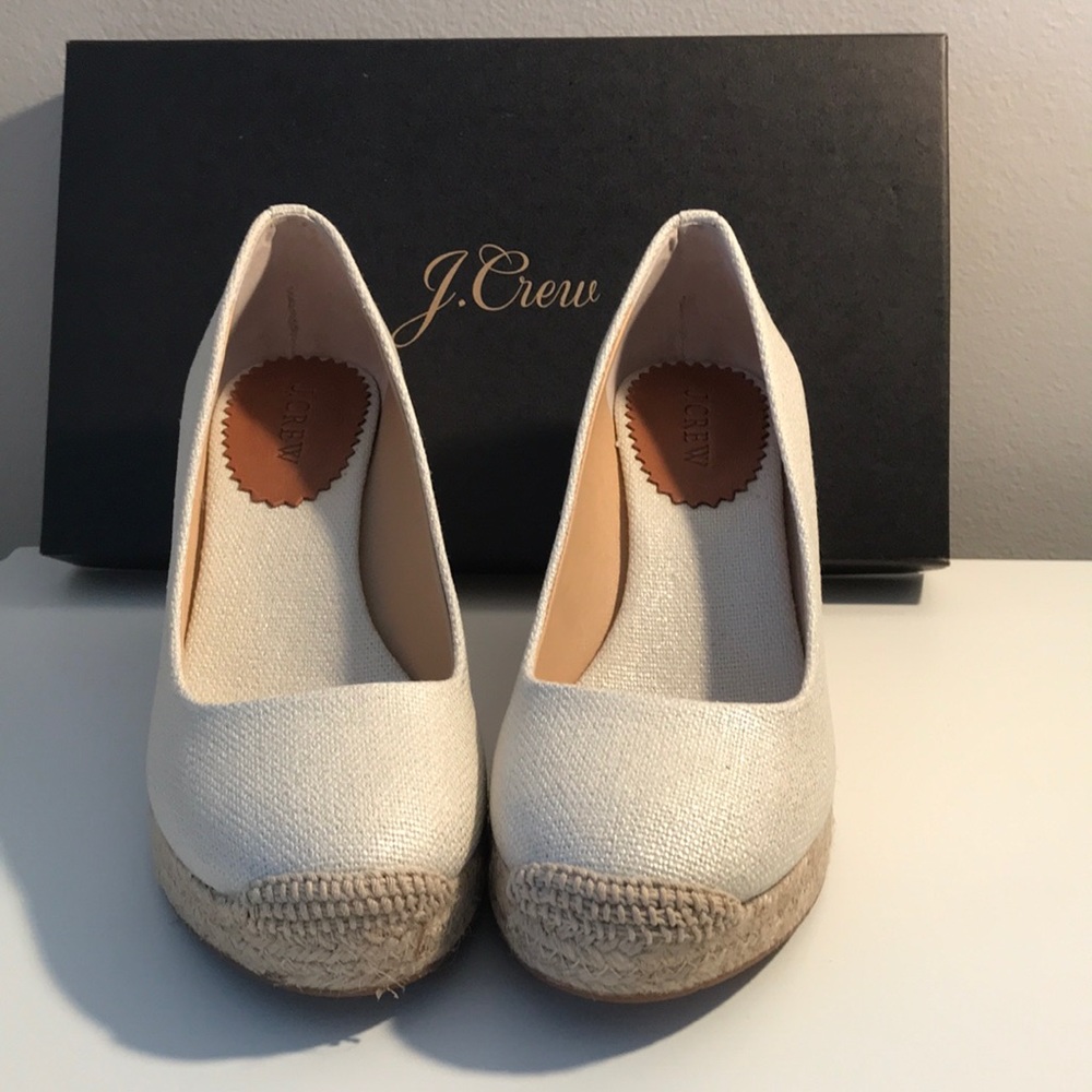 JCrew Seville Metallic Espadrille Wedges SZ 7 1/2